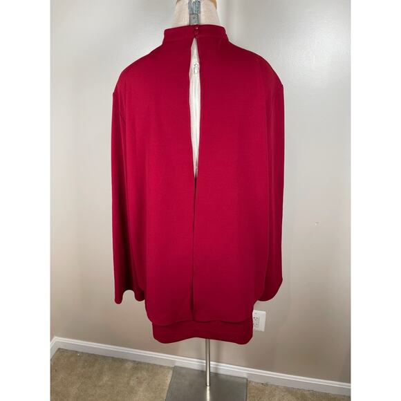 SER.O.YA Mave Long Sleeve Mock Neck Open Back Ruby Red Mini Dress Size Large - Picture 11 of 13